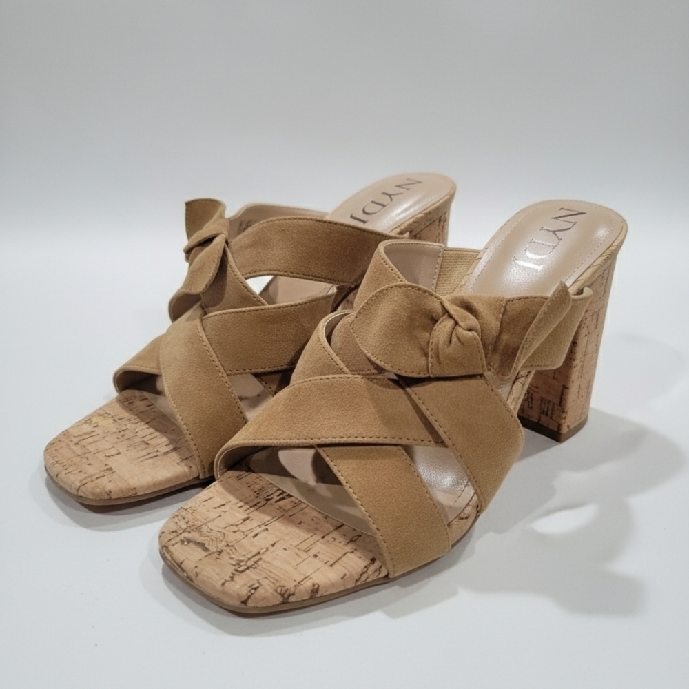 NYDJ Suede Loreri Cork Heel Sandals, New, Size 9.5 NIB